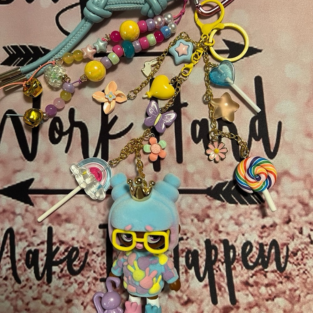Colorful Character Bag Charm Kween Comes with Case n Box